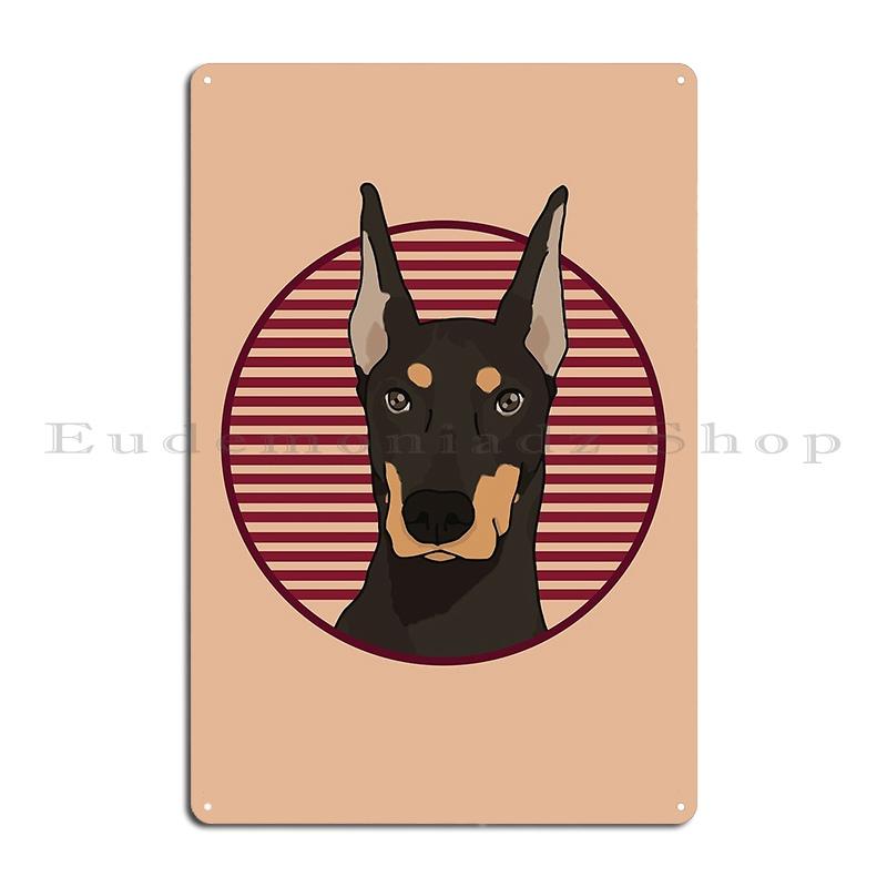 Classy Doberman Pinscher Dog Watercolour Digital Portrait Metal Plaque Garage Character Classic Poster Bar Tin Sign Poster