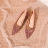 Flash Glitter Pointed Toe Wedding Flats Shallow Comfy Slip on Party Shoes Woman Bling Bling Sexy Femme Loafers Moccasins