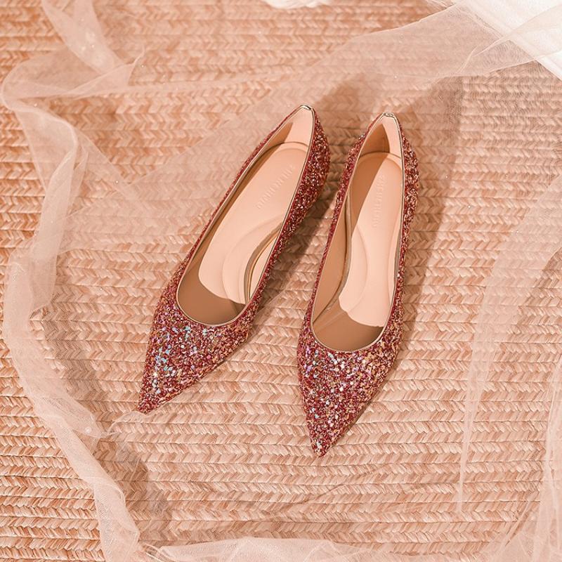 Flash Glitzer Spitzschuh Hochzeit Ballerinas Flach Bequem Slipper Party Schuhe Frau Bling Bling Sexy Femme Loafers Mokassins