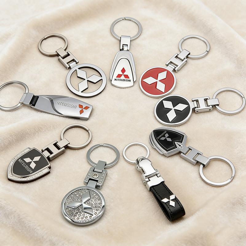 Alloy Car Keychain Key Ring Gift for Mitsubishi ASX Colt LANCER Delica Eclipse Galant L200 PAJERO  Ralliart TRITION