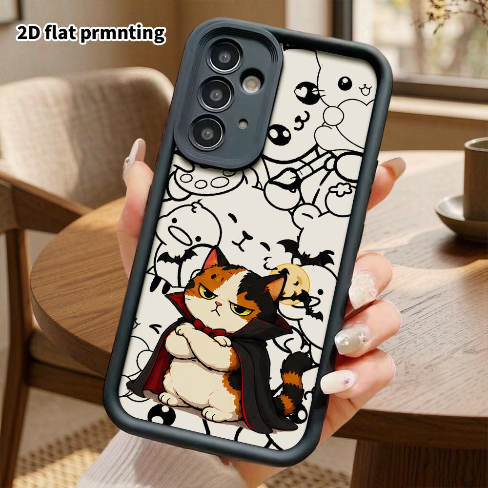 Phone Case: 2D flat, suitable for Samsung Galaxy A34 A35 M05 M06 S20 S22 S21 FE Plus 5G protective case, vampire three-flower cat, perfect Christmas a