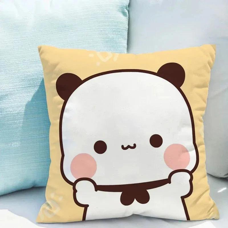 Bubu Dudu Cartoon Bear Pillow Cover 45X45Cm - Cute Kids Bedroom Decor, Soft Plush Sofa Pillow Case For Living Room