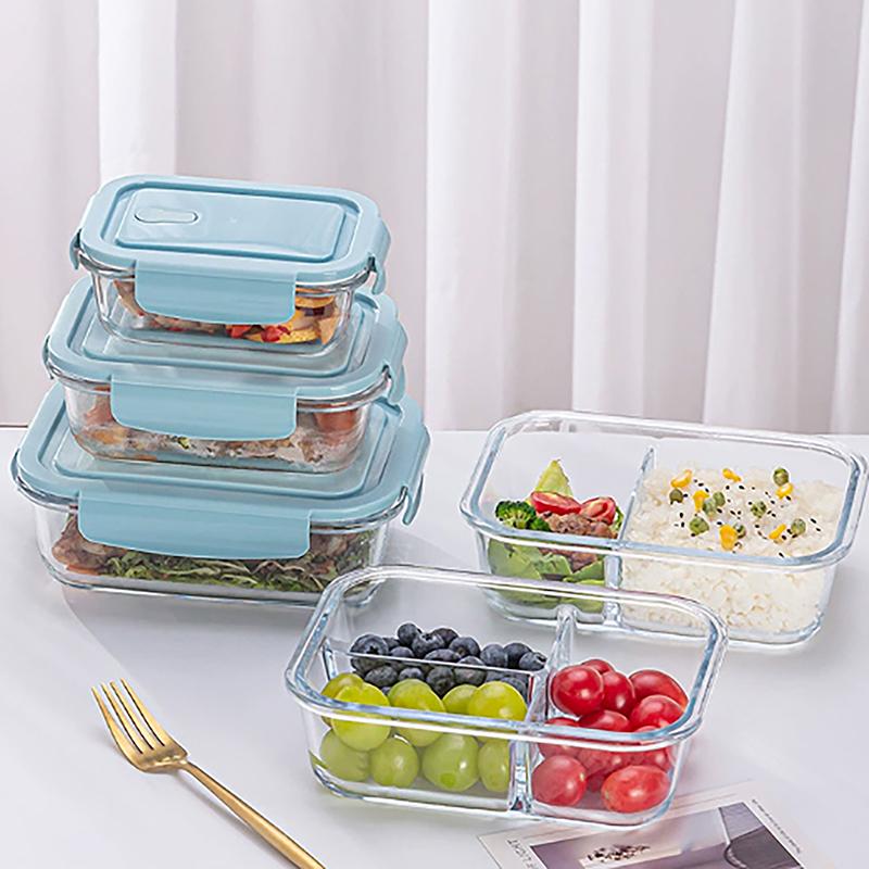 1/2/3 Fack Förtjockad Läckagesäker Mikrovågsugnssäker Matlåda Hög Borosilikatglas Bento-låda Med Lock Lufttäta Matlådor