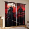 2pcs Elegant Anime Samurai Sheer Curtains – Artistic Decor for Bedroom & Living Room