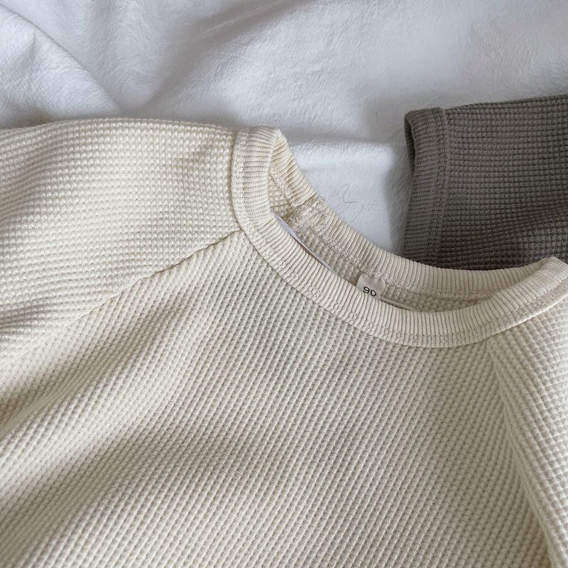 Boys and Girls Short Sleeve Set Waffle Baby Home and Outdoor Versatile 2-piece Set