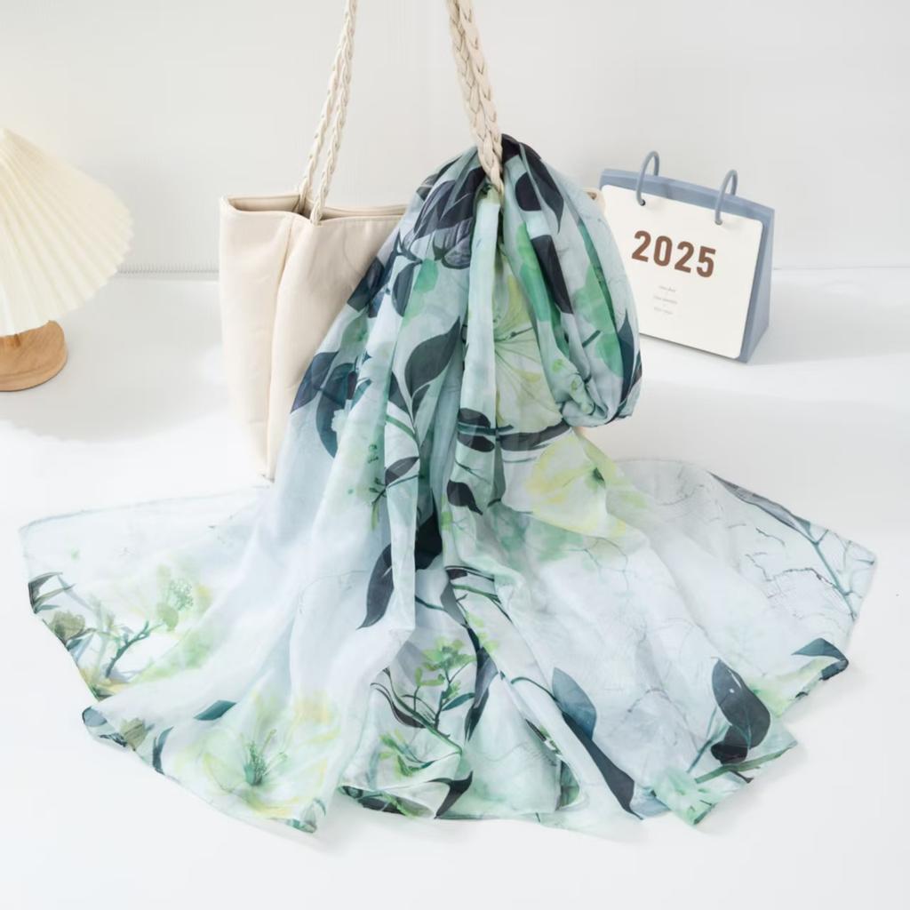 New Silk Scarf Female Fashion Beach Pashmina Bufanda Folral Women Shawl Wraps Bandana Ladies Scarves Large Foulard big Echarpe