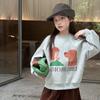 Kids Girls Cute Cartoon Print Casual Loose Round Neck Long Sleeve Pullover Sweatshirt