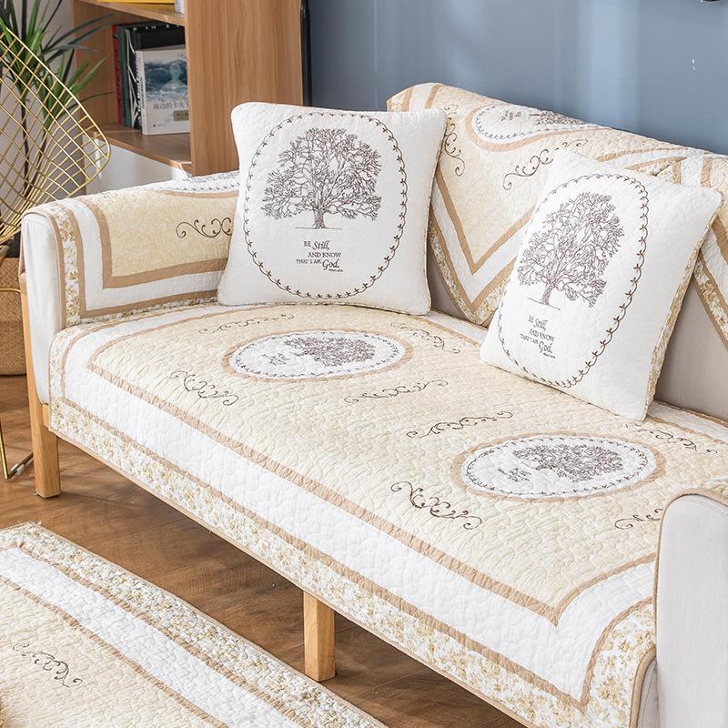 Sofa Cushion Four Seasons Universal Pure Cotton Cushion Simple Modern Nordic Cotton Non-Slip Sofa Towel Cover Cloth Cushion Summer