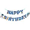 Astronaut Space Ship Happy Birthday Banner,Outer Space Happy Birthday Bunting Boys Birthday Party Banner Decoration Blue