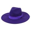 Unisex Fashion Wide Wool Belt Flat Top Fedora Hat Party Church Hats Cap