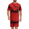 Men's Halloween Casual Pajama Set Short Sleeve Top and Shorts Lightweight Comfortable Sleepwear Set for Home and Lounge