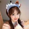Moon Red Plush Headband Plaid Bow Cartoon Monkey Hairband Daily Dachshund Hair Hoop  Wash Face