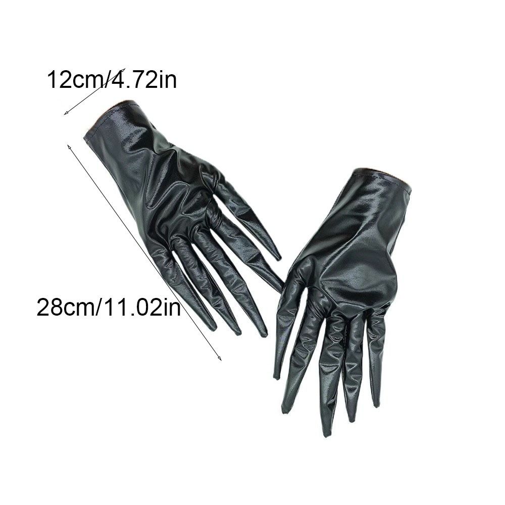 Smukłe Palce Rękawiczki na Halloween Krótkie Rękawice Bez Palców ze Sztucznej Skóry Pazur Ducha Czarne Rekwizyty Występowe Rękawiczki Kostiumowe Cosplay