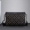 New Large Capacity Checkerboard Men's Shoulder Bag Crossbody Leather Casual Square