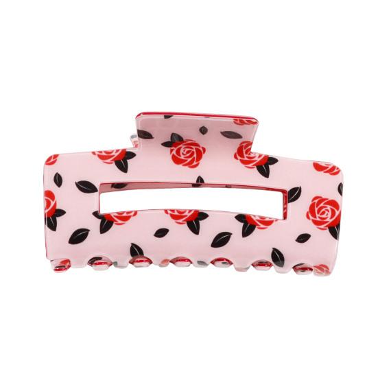 

Hair Claw Pink Letter Pattern Hollow Rectangle Shape Back Head Shower Clip Medium Size Shark Hair Claw Versatile Hair Accessory B