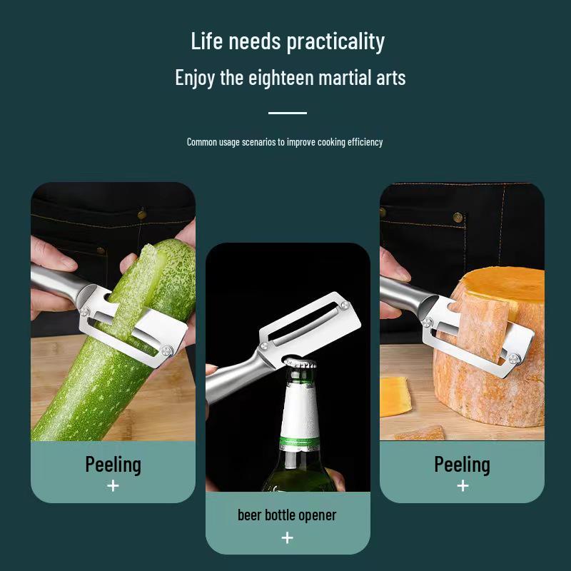 Multifunctional Stainless Steel Fruit & Melon Peeler with Sugar Cane Knife