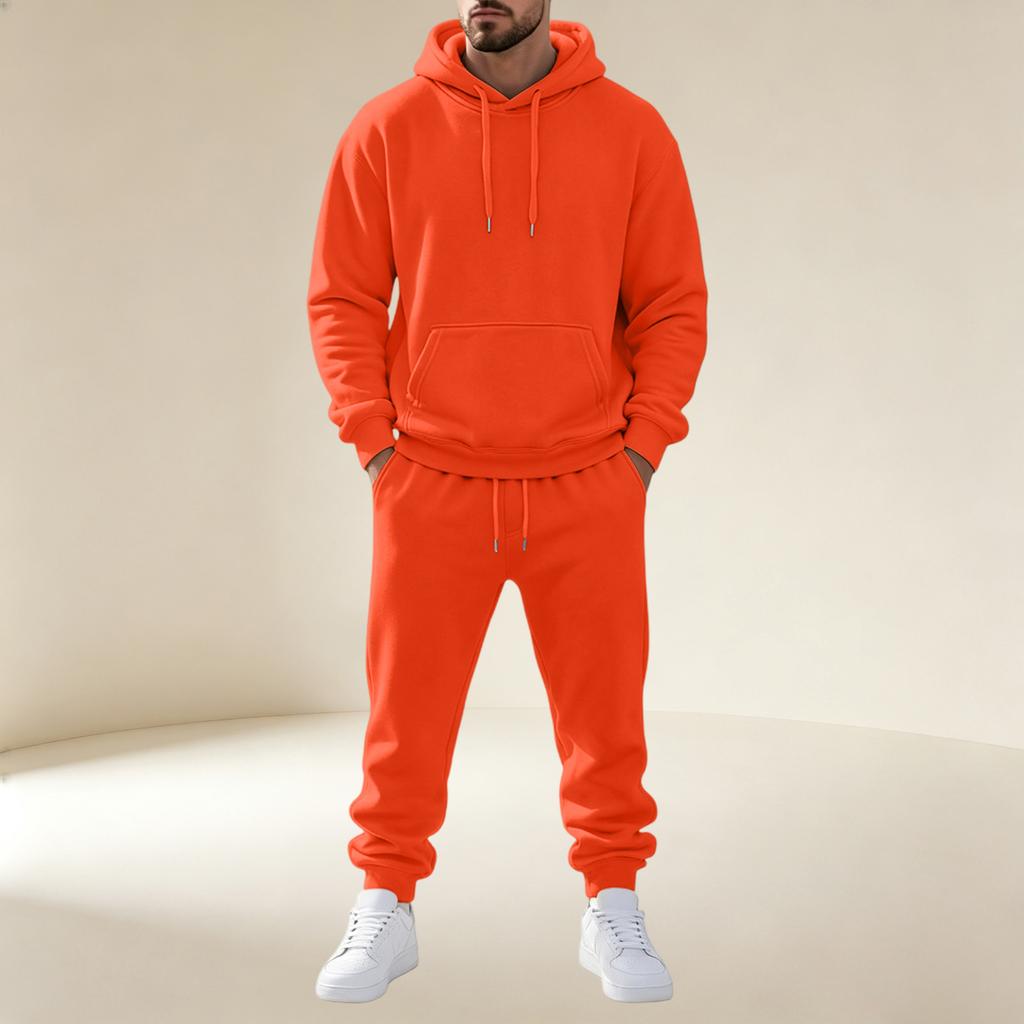Men's Pullover Hoodie Sweatshirt Athletic Set for Training and Casual Wear