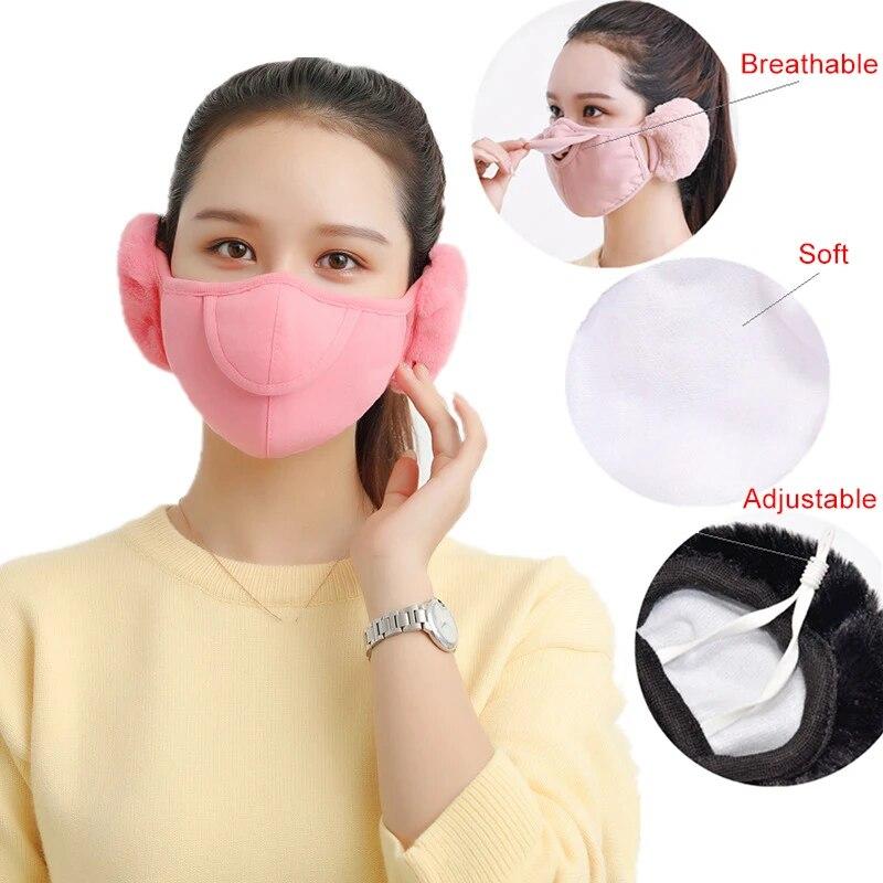 Winter Warm Mask Outdoor Windproof Skiing Cycling Face Mask Ear Protection Scarf Nose Open Breathable Face Cover Neck Warmer