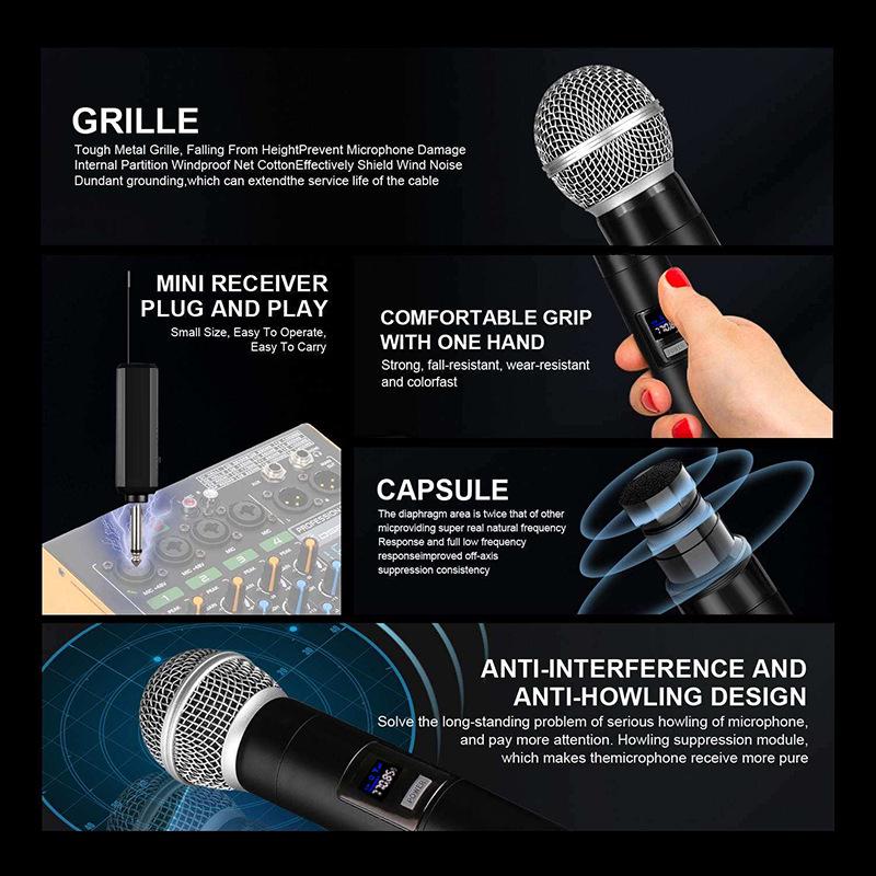 Wireless Dual Microphone Set for Karaoke, Stage, Home, and Outdoor Events
