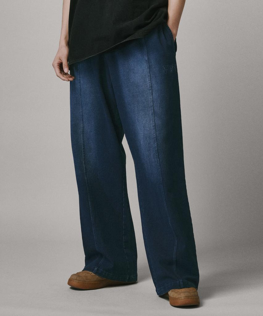Beodeonteu Front Line Washed Wide Sweatpants [Indigo]