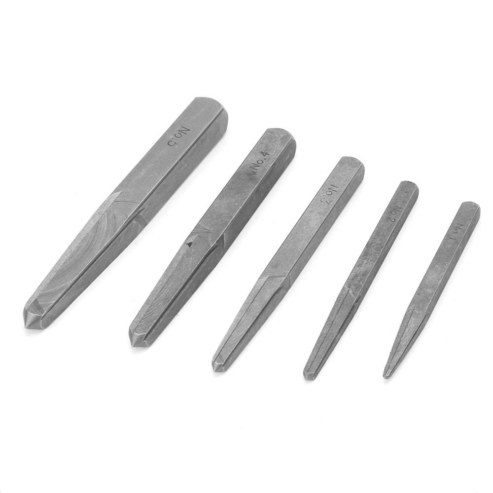 5 Pcs Straight Fluted Easy Out Bolt Extractor Set M4-M18 3/16-Inch To 5/8-Inch Straight Fluted Screw Extractor Square Type