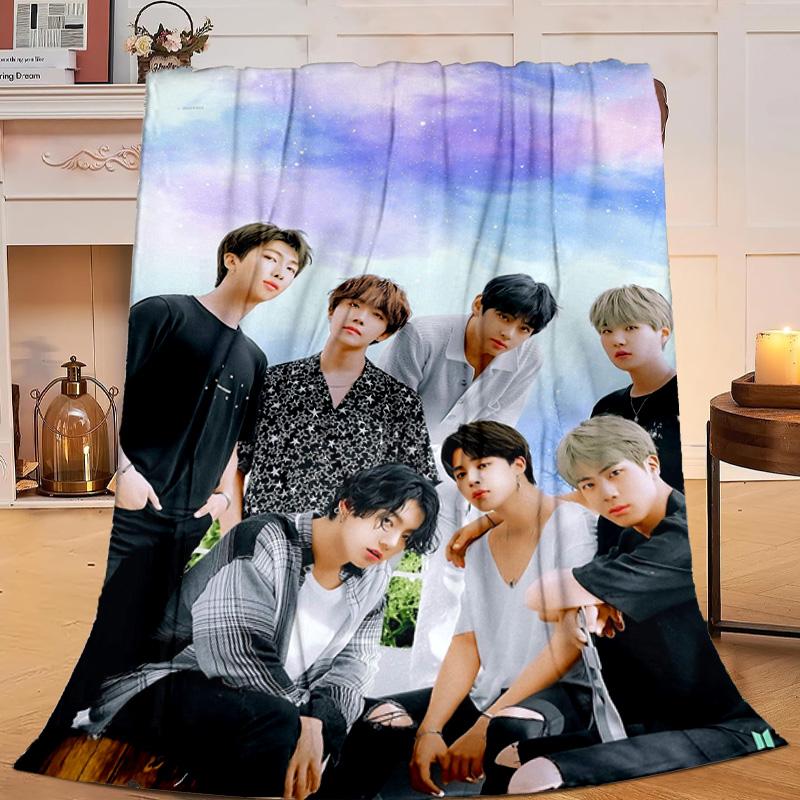 1PC K-pop music group Flannel Blanket Gift, Suitable for Both Men And Women, Soft Ideal for Beds And Sofa, Birthday Or Christmas Gift