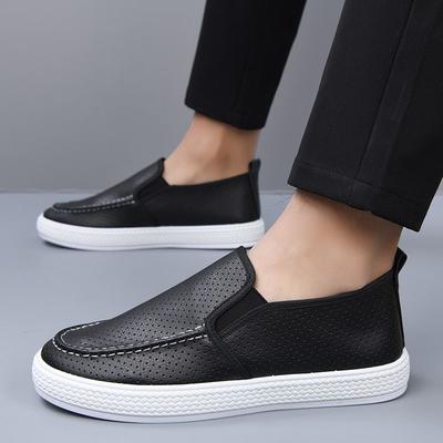 White Height Increasing Slip-on Mesh Plain Leather Shoes for Men Pu High Quality Size 44 Social Retro Man Casual Shoe