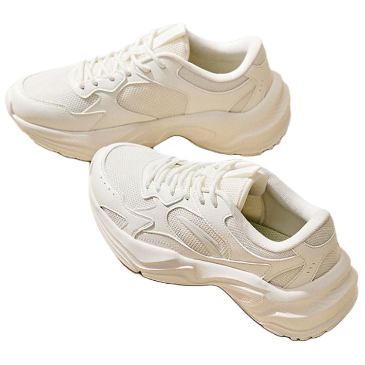 Anta Little Millennium Trendy Comfortable Wear-Resistant Breathable Height-Increasing Low-Top Casual Shoes Women sneaker Ivory-White 922538826-7