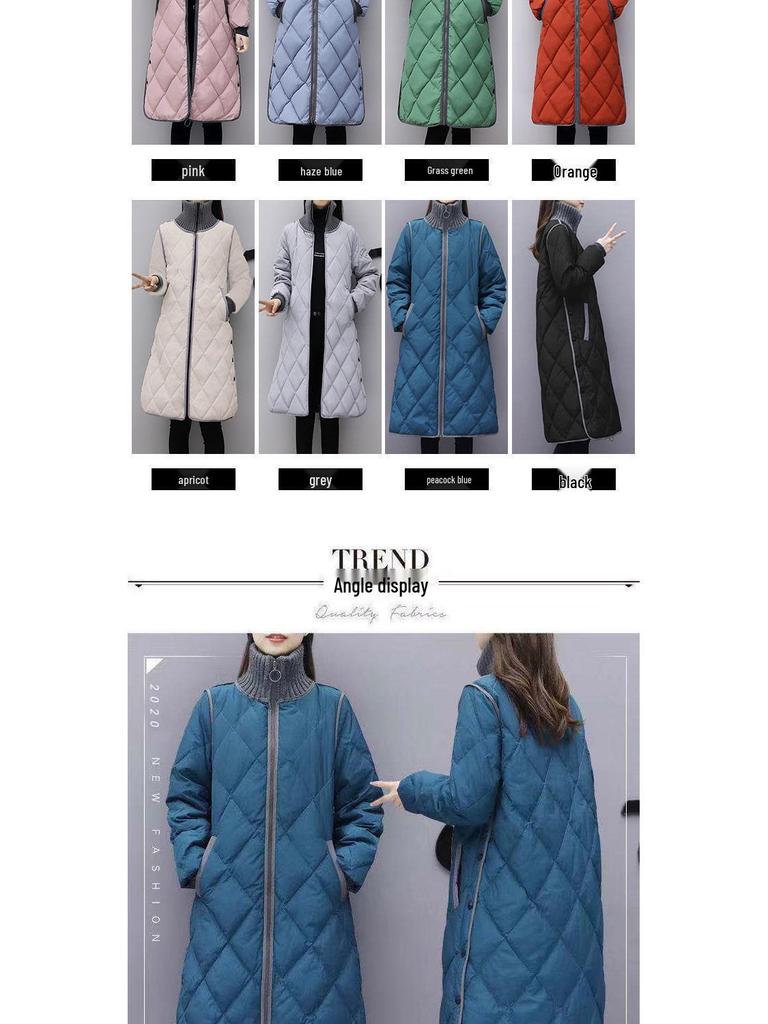 2023 Autumn/Winter Women's Mid-Length Korean Plus Size Lightweight Down Cotton Coat Jacket