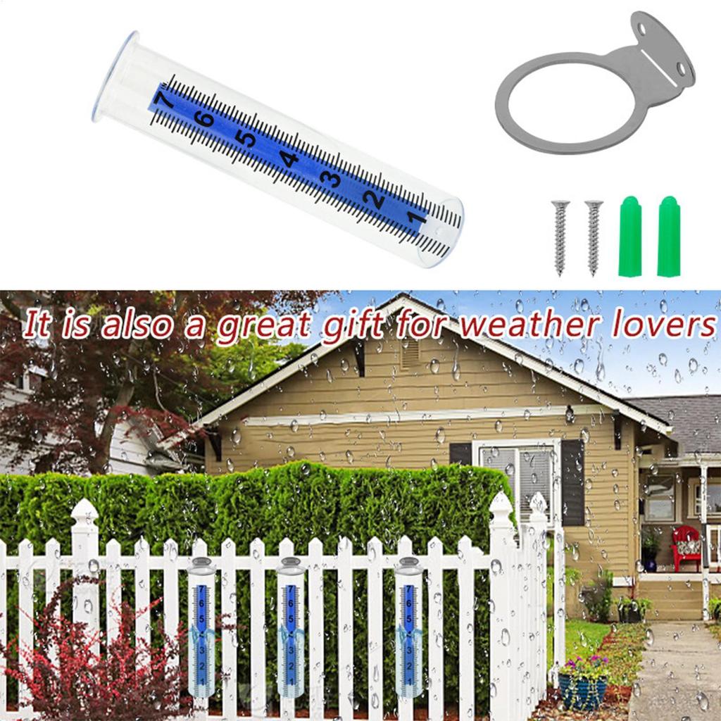 Outdoor Rain Gauge Accurate Rain Measure Tool Weatherproof Rainfall Gauge for Fence Yard Patio Lawn Farm Deck Outdoors