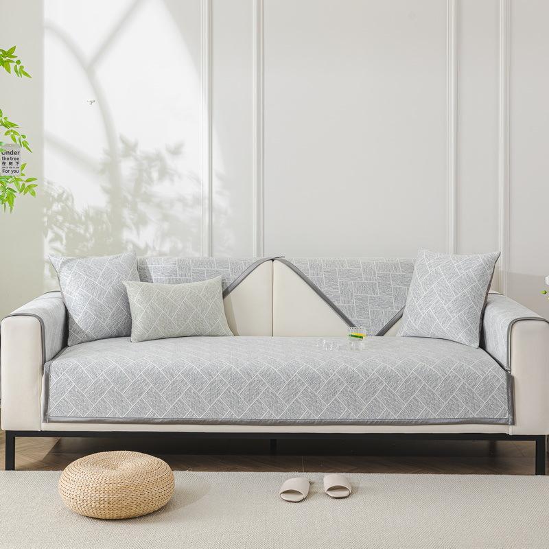 Premium Ice Silk Sofa Cushion Summer  New Sofa Mat Seat Cushion Non-Slip Straight Row Sofa Cover Cover Cloth