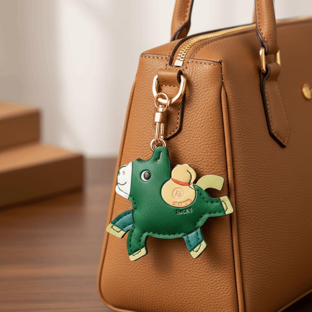 Leather Horse Pendant Year of Horse Zodiac Pony Bag Hanging Funny Horse Car Keychain  Birthday Gift