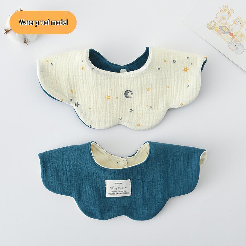 Dwustronny, wodoodporny śliniaczek dla niemowląt w stylu koreańskim z płatkami, wykonany w 100% z gazy bawełnianej