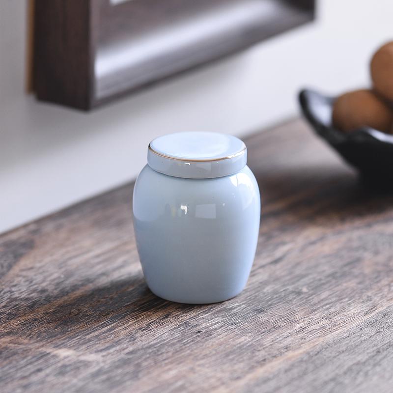 Nordic Mini Ceramic Tea Leaf Jar Fragrant Powder Sealing Portable Travel Small Tea Jar Gilded Porcelain Storage Bottle Container