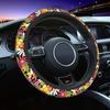 Universal No Inner Circle Car Steering Wheel Cover - Colorful Flower Pattern High-End Ladies' Auto Interior Handle Cover