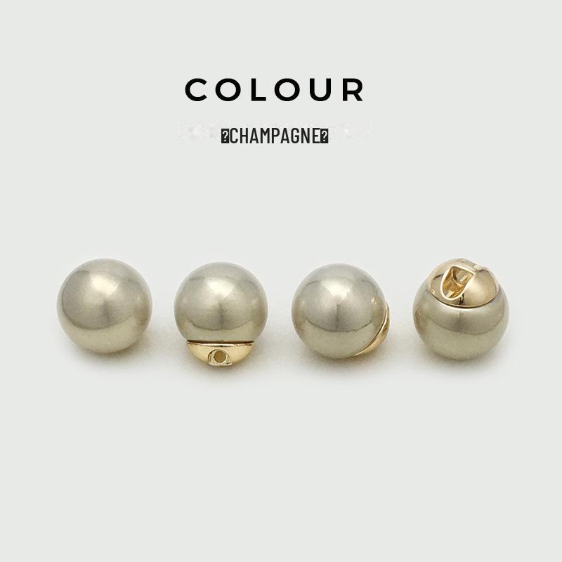 Beige High-Gloss Pearl Metal Button for Women's Shirt, Jacket, Cardigan, Sweater, or Coat