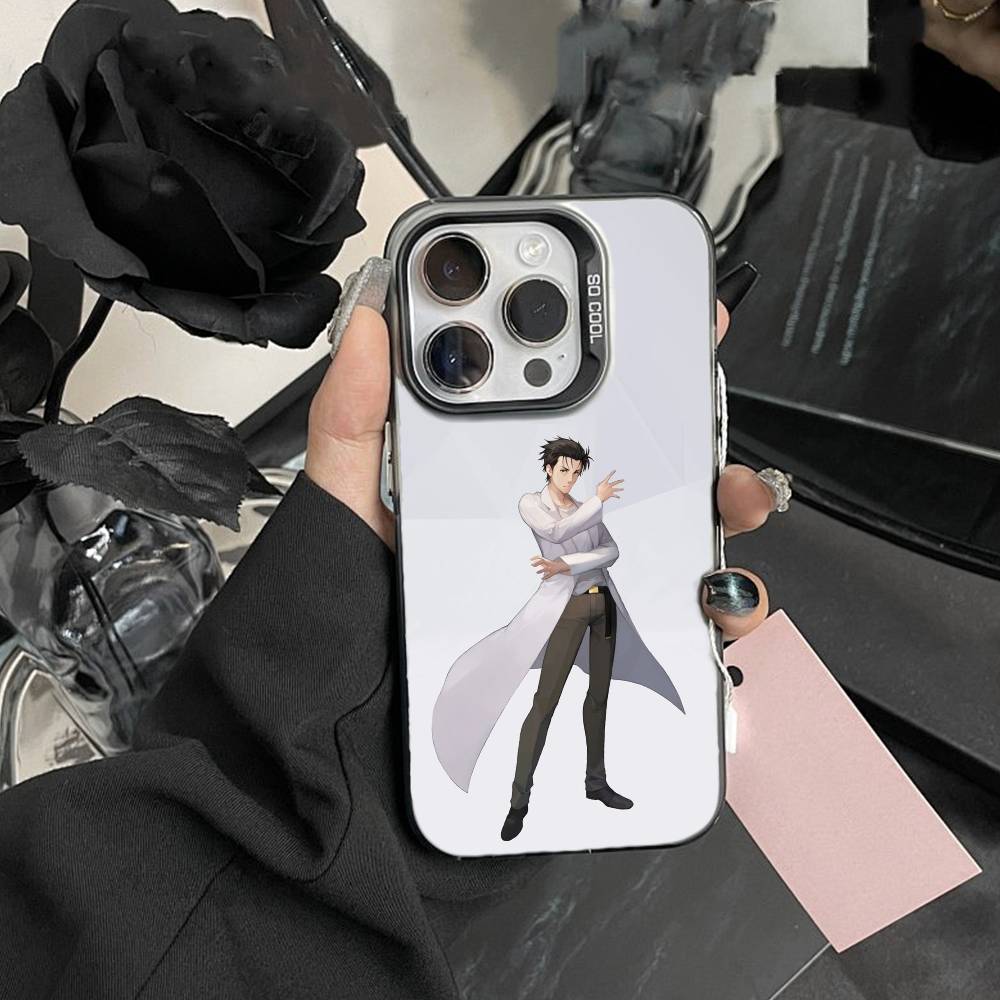

T-Rintaro Okabe STEINS DATE Phone Case For iPhone17, 16,15,14,13,12 Pro Max Black Candy Matte Shockproof Cover iPhone16plus