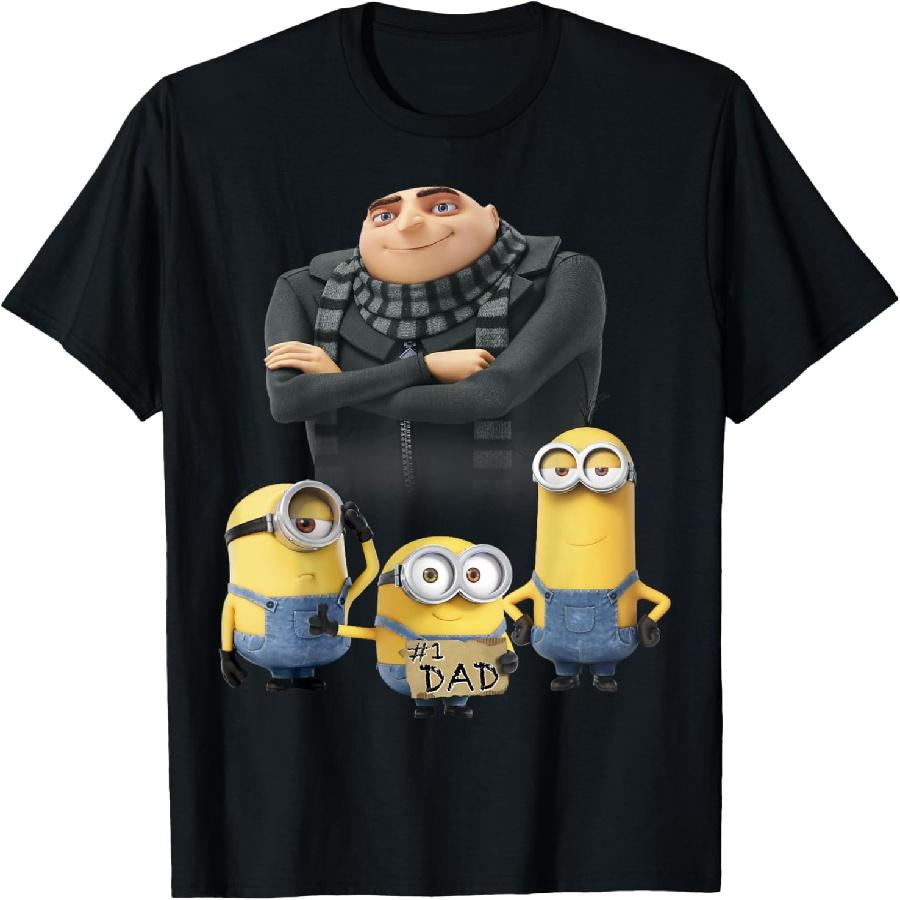 Гадкий Я Миньоны День Отца #1 Папа Картонный Знак Футболка S чёрный