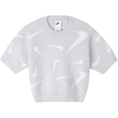 Sportswear Phoenix Cozy All-Over Print Cropped Casual Short Sleeve T-Shirt Women Tops Light-Smoke-Grey FD4287-077