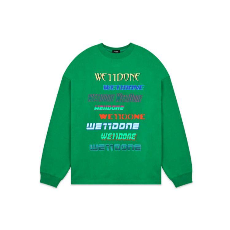 WE11DONE Rare Market Logo Print Color Block Dopamine Letter Rainbow Crewneck Sweatshirt Unisex Sweatshirt Green WD-TT1-22-848-U-GR
