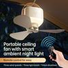 Remote Control USB Mini Ceiling Fan With LED Light 3 Speed Portable Hanging Fan For Camping Tent Outdoor Emergency