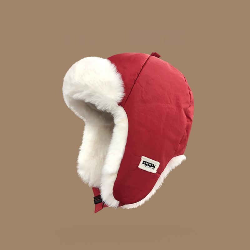 Retro Thickened Ear Protective Hat Windproof Plush Cycling Hat Korean Style Big Head Circumference Women Hat Ladies
