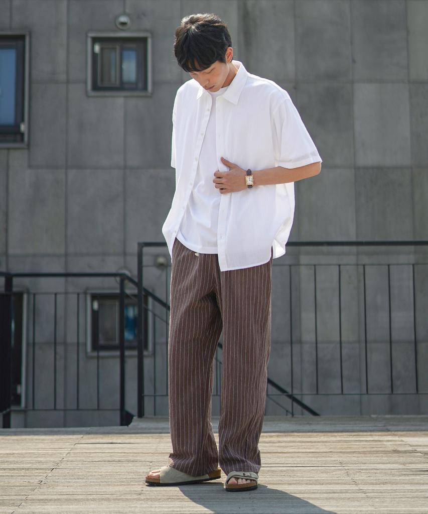 JEMUT Summer Striped Wide Pants Brown Mmlp2628