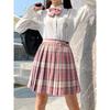 Grid Shaped High Waisted A- line Skirt Plaid High Waist Preppy Style A- line Skirt