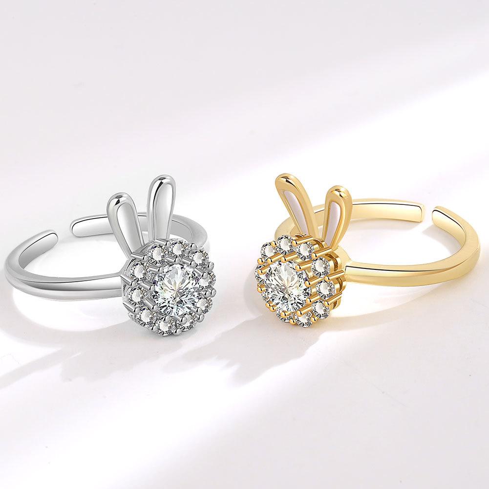 Cute Rotating Rabbit Ring For Women Index Finger Light Luxury Niche Design Fashionable Trendy Jewelry Gift
