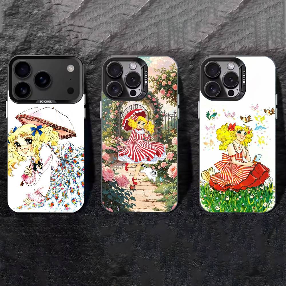 Anime Candy Candy Phone Case For iPhone 17,16,15,14,13,12,11 Plus,Pro Max,XS,Colored Silver Phone Case