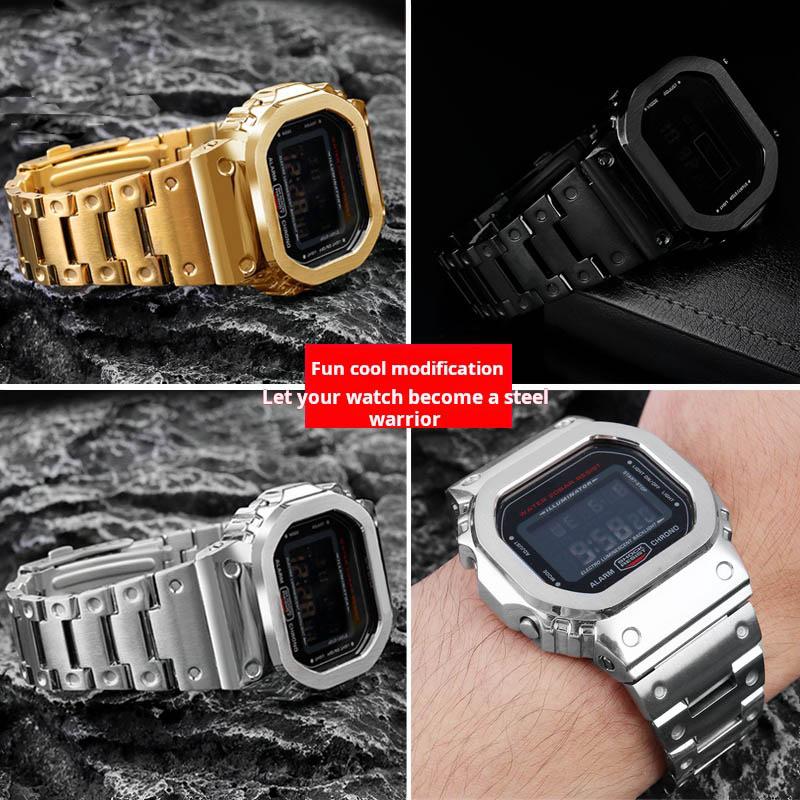 Per Casio G-shock Cassa Lunetta Metallo Cinturino Dw5600 Gw-m5610 Gw-b5600 Gwm5610 GM-5600 Orologio Modificato Cinturino Uomo Acciaio Inossidabile Completo