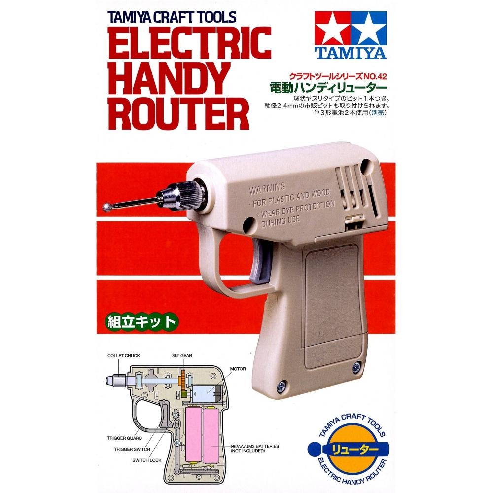 Tamiya Craft Tool Série č.42 Typ sestavení elektrického ručního routeru Plastový modelářský nástroj 74042 Bílý