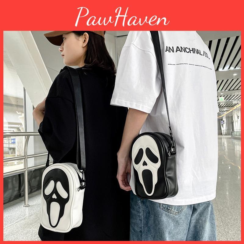 Trendy Ghost Skull Crossbody Bag Small Pu Shoulder Bag For Men And Women