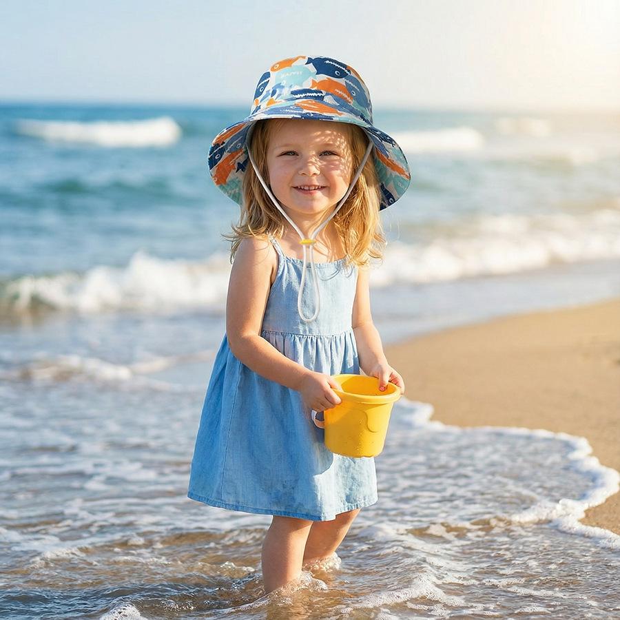 Spring & Summer Kids' Cotton Shark Bucket Hat - Wide Brim for Boys & Girls